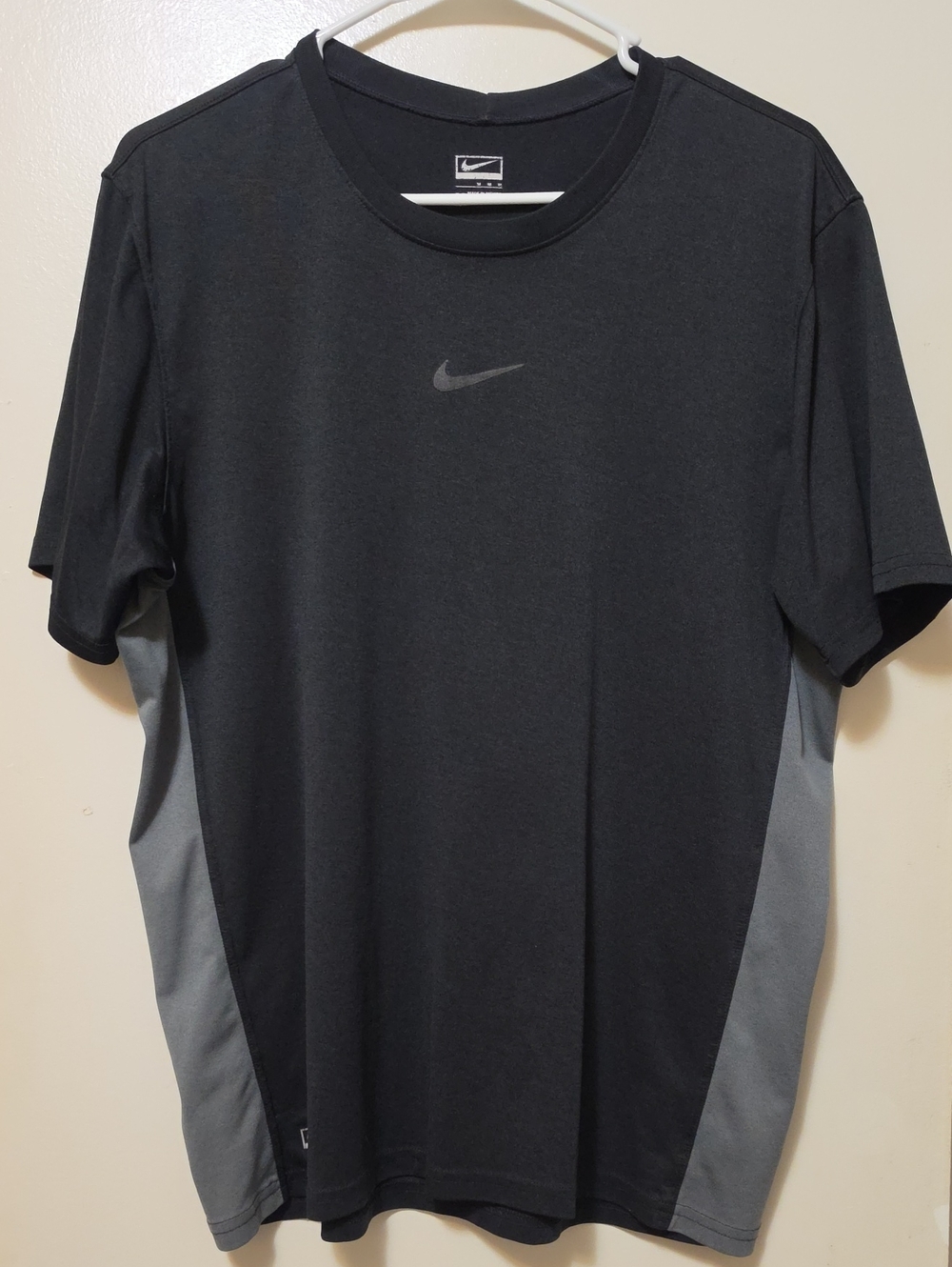 Nike Black Short Sleeve Athletic Tee with Gray Side Panels